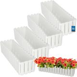 KOTARBAU® Balkonbak, Bloembak voor Balkon, Kunststof Balkonbak, 58 x 18 x 16 cm, Wit, Balkon Plantenbak, Rechthoekig, Weerbestendige Plantenbak