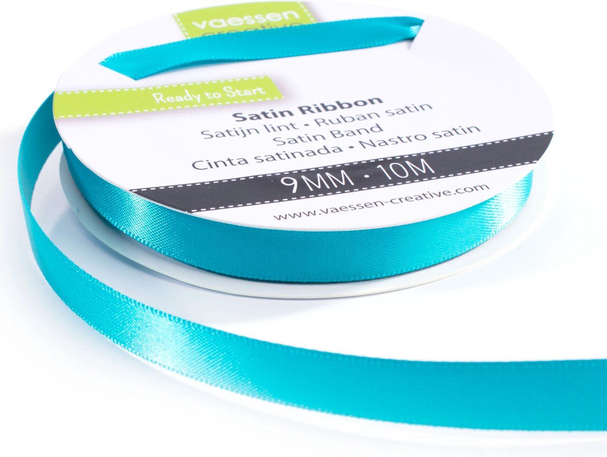 Vaessen Creative Satijnlint 9mmx10m Turquoise - Turquoise