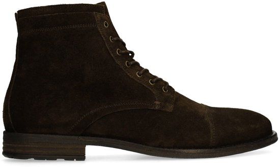 Manfield Heren Donkerbruine suède veterboots Maat 40