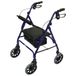 Days Lichtgewicht opvouwbare rollator met vier wielen en gewatteerde zitting, afsluitbare remmen, ergonomische handgrepen en draagtas, beperkte mobiliteitshulp, blauw, medium