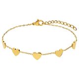 Lucardi - Dames Stalen goldplated armband harten - Armband - Staal - Goudkleurig - 19 cm
