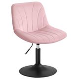 VASAGLE Make-up Stoel, Fluweel, in Hoogte Verstelbaar, 360° Draaibaar | Bureaustoel Zonder Wielen, Kaptafel voor Slaapkamer, 43,0 x 46,5 x (65,5-77,5) cm, Roze en Zwart, TYRA Collectie LJB160SA01