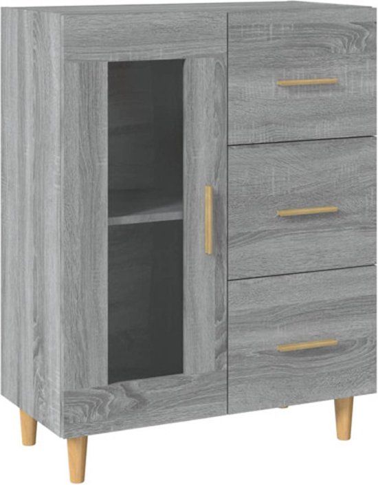 vidaXL Dressoir 69,5x34x90 cm Bewerkt Hout Grijs Sonoma Eikenkleurig