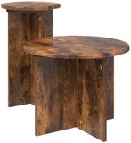 vidaXL Ensemble de tables d'appoint - 2 pièces - Chêne fumé - Bois transformé