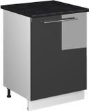 Vicco Keukenonderkast Fame-Line, Antraciet Hoogglans/Wit, 60 cm 1 deur met werkblad
