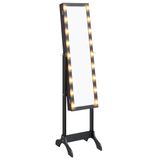 VidaXL Miroir sur pied avec LED 34x37x146 cm noir