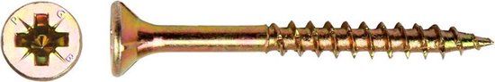 pgb-Europe PGB-FASTENERS Spaanplaatschroef, VZK geel verzinkt 6x80mm PZ3 (200 stuks)