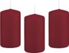 Trend Candles Cilinderkaars/stompkaars - 12x - bordeauxrood - 6 x 12 cm - 40 branduren