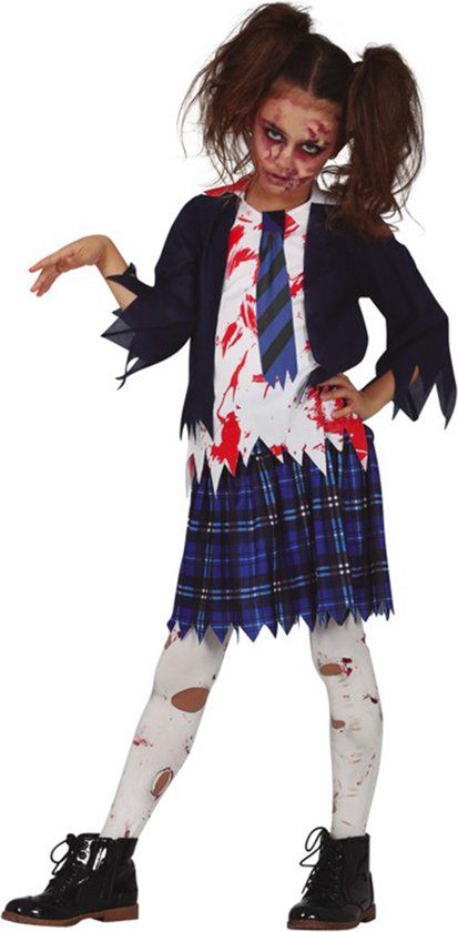 Blauw Zombie Meisje Vermomming - 122/134 (7-9 jaar)