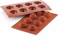 Silikomart Siliconen bakvorm met 8 halve bollen Ø50 x 25 mm Terracotta