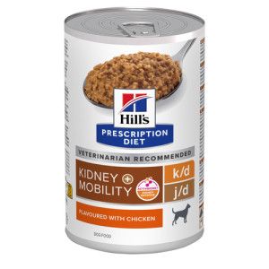 Hill's Prescription Diet Hill's Prescription Diet K/D J/D Kidney + Mobility nat hondenvoer met kipsmaak blik 2 trays (24 x 370 g)