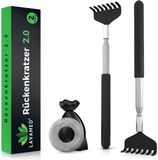 LAVAMED 2x uitschuifbare rugkrabber - 2-pack stevige roestvrijstalen rugkrabber met 58 cm lange telescopische arm