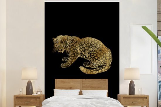 Nr1Wallpaper Behang - Fotobehang Jaguar - Vintage - Goud - Breedte 225 cm x hoogte 350 cm