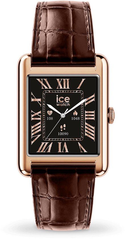 Ice-Watch Ice Watch ICE smart TK 2.0 Rose-gold Brown croco Smartwatch - 37mm - Brown Leather Strap - 025382