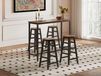 Table de cuisine étroite pour 4 personnes et un ensemble de tabourets de bar