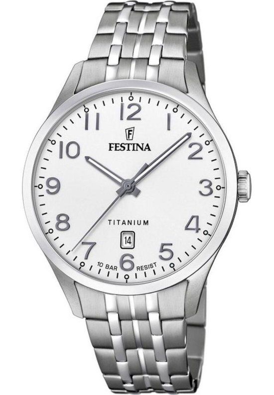 Festina Herenhorloge F20466/1 - Zilverkleurig - Wit - Staal - 35 mm