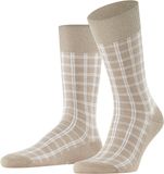 FALKE Modern Tailor modieus geruit duurzaam katoen sokken heren beige - maat 43-46