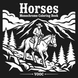 Horses Monochrome Coloring Book for Adults