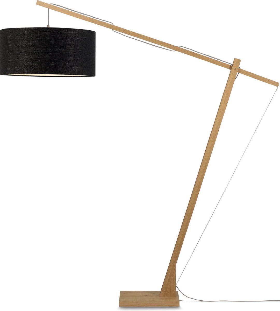 Good&Mojo Vloerlamp Montblanc - Bamboe/Zwart - 175x60x207cm - Scandinavisch,Bohemian - Staande lamp voor Woonkamer - Slaapkamer