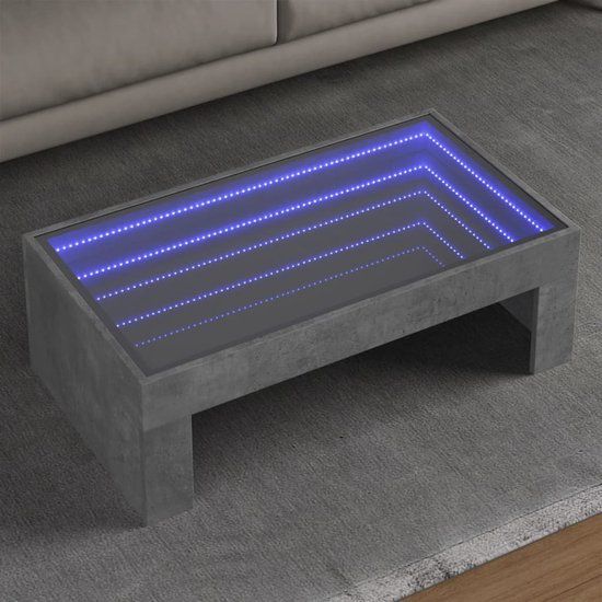 vidaXL Salontafel met Infinity LED 90 x 53 x 30 cm betongrijs