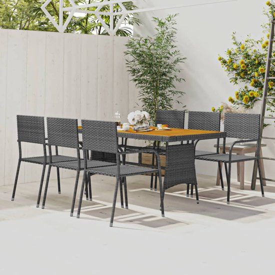 The Living Store Tuinset - Grijs - 6 persoons - Rotan