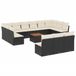 VidaXL 14-delige Loungeset met Kussens Poly Rattan Zwart