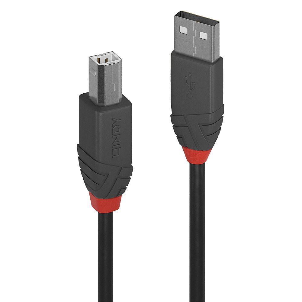 Lindy 36672 USB 2.0 Cable - USB A to USB B - 1m - Black