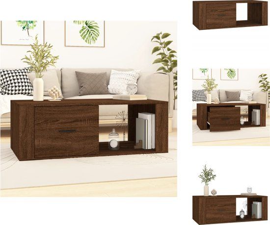 vidaXL Salontafel 100x50,5x35 cm Bewerkt Hout Bruin Eikenkleur