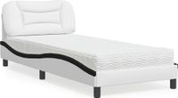 Maison Exclusive - Lit avec matelas « Hvar » blanc et noir 90 x 200 cm, simili cuir