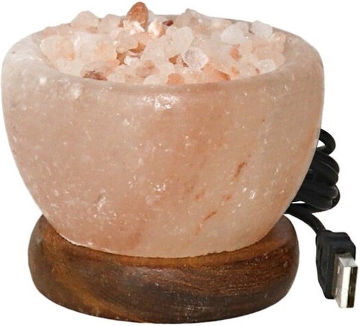 Gerim Himalaya Zout Ledlamp USB Multikleuren 14 cm - Zoutsteen Lamp - Oranje