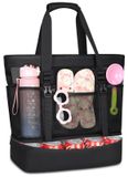 Grand sac de plage XXL avec fermeture éclair et compartiment étanche - 42 litres, noir