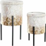 DKD Home Decor Plantenbakken set Metaal Wit 29 x 29 x 54,5 cm (2 stuks)