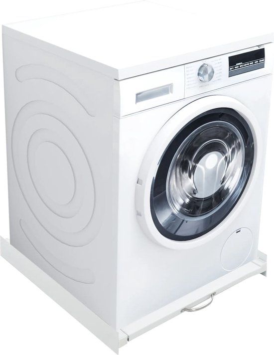 vidaXL Wasmachine stapelkit met uittrekbare plank - Wit