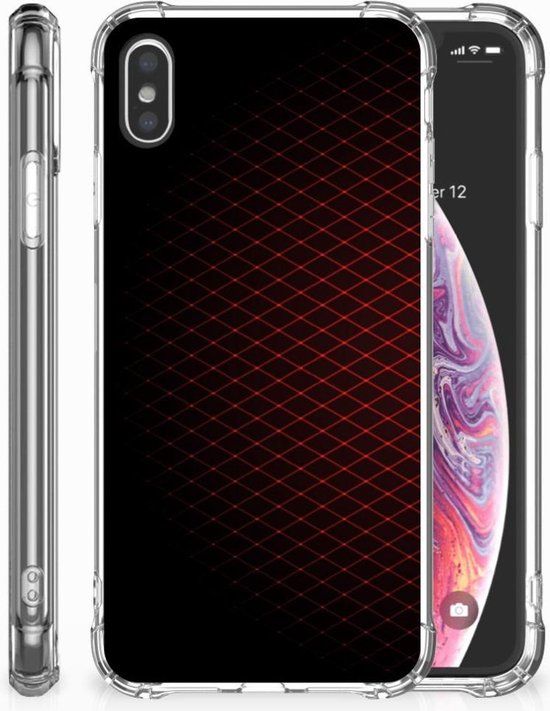 B2Ctelecom iPhone Xs Max Hoesje - TPU Siliconen - Geruit Rood