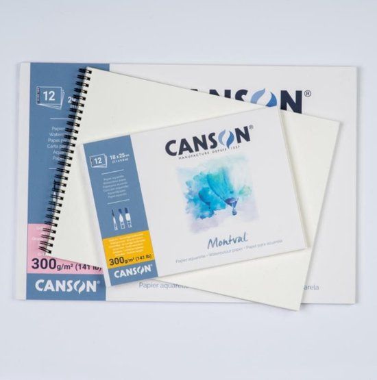 Canson Montval Aquarelblok 160 x 284 mm, 300 g/m², 12 vellen