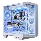 darkFlash Full-Tower ATX Gaming PC Behuizing, Back-Connect Moederbord, Verticale GPU-Montage, Panoramisch Glas, Ondersteunt 2 x 360 mm Radiatoren, RTX 40 Compatibel (4 PWM ARGB-ventilatoren, wit)