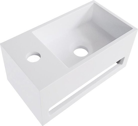 Wiesbaden Solid Surface fontein & handdoekhouder links 356x203x159