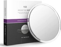 Mavoro 15 cm vergrotingsspiegel met 3 sterke zuignappen | 15X vergroting | Draagbare reis make-up- & cosmeticaspiegel (15X)