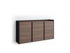Buffet effet bois de chêne foncé et noir 156x35x80cm avec LED