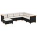 vidaXL 7-delige Loungeset met kussens, polyrattan, zwart