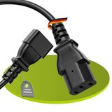 Perfect Euro-netsnoer, IEC-stekker C13 naar IEC-bus C14 recht, accessoire-stroomkabel voor huishoudelijke apparaten, 1,00 m, zwart