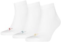 PUMA unisex 3P quartersokken wit