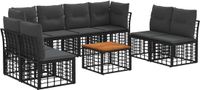 vidaXL Bank loungeset 8 zitplaatsen Polyester Zwart
