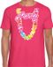 Bellatio Decorations Heren T-shirt - Bloemenkrans - Roze - Maat M