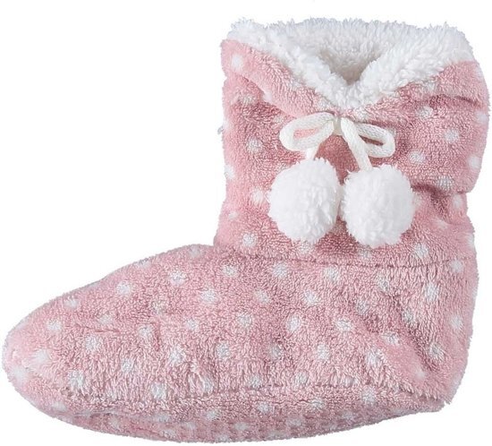 Apollo Meisjes hoge sloffen/pantoffels stippenprint roze mt 31-33