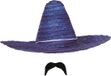 Merkloos Carnaval verkleed setje - Mexicaanse Sombrero hoed van 59 cm met plak nepsnor - blauw - heren
