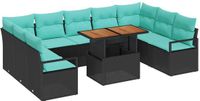 vidaXL Tuinbank - Set - 10 - st - 9-Aantal - zitplaatsen - Zwart - en - Teal