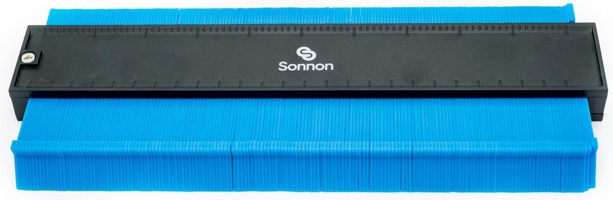 Sonnon Aftekenhulp - Profielaftaster - Profielmeter - Profielkam - Profielmal - Blauw - 25cm