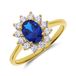 Lucardi Dames Zilveren goldplated ring met blauwe zirkonia - Ring - 925 Zilver - Goudkleurig - 19 / 60 mm