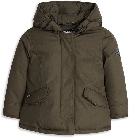 4PRESIDENT Peggy Green Parka Kinderen Lange Mouw Drukknopen Rits Effen Polyester Groen